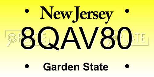 8QAV80 New Jersey License Plate