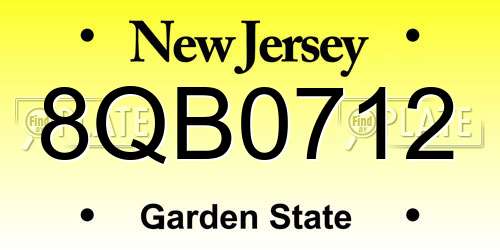 8QB0712 New Jersey License Plate