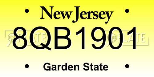 8QB1901 New Jersey License Plate