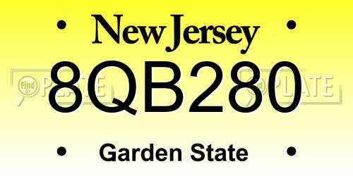 8QB280 New Jersey License Plate