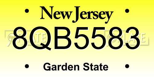 8QB5583 New Jersey License Plate