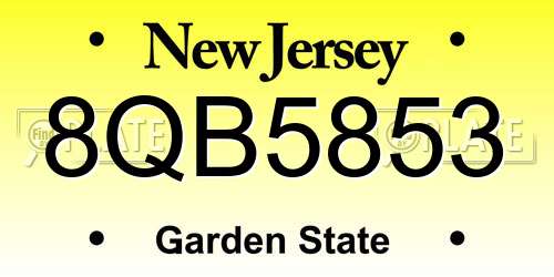 8QB5853 New Jersey License Plate