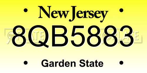 8QB5883 New Jersey License Plate