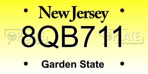 8QB711 New Jersey License Plate