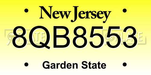 8QB8553 New Jersey License Plate