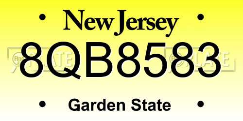 8QB8583 New Jersey License Plate