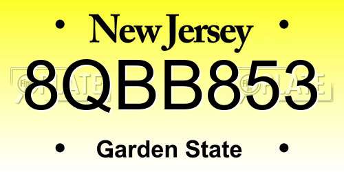 8QBB853 New Jersey License Plate