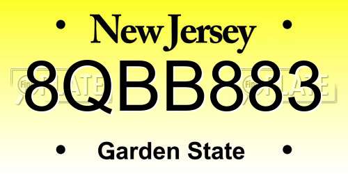 8QBB883 New Jersey License Plate