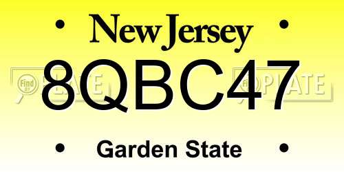 8QBC47 New Jersey License Plate