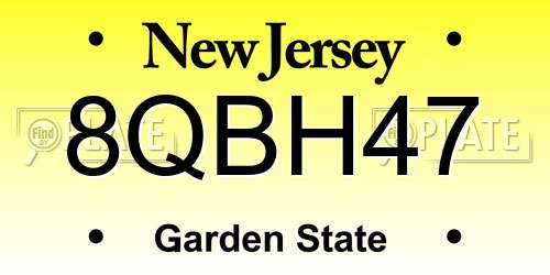 8QBH47 New Jersey License Plate