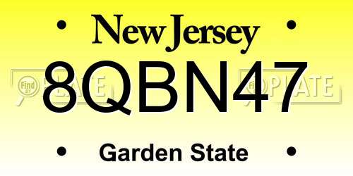 8QBN47 New Jersey License Plate