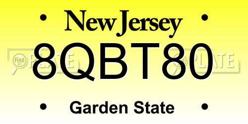 8QBT80 New Jersey License Plate