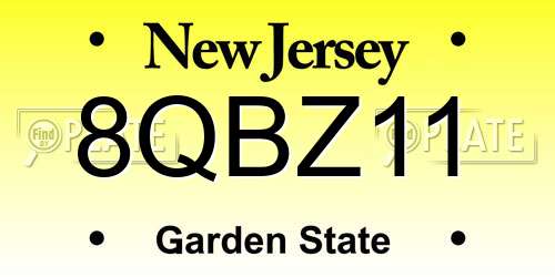 8QBZ11 New Jersey License Plate