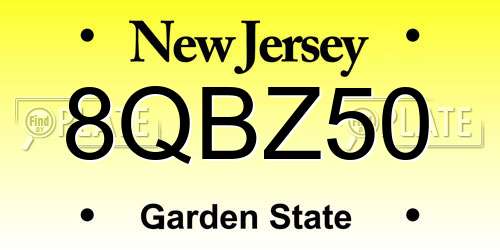 8QBZ50 New Jersey License Plate