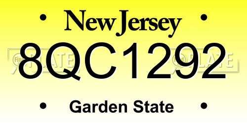 8QC1292 New Jersey License Plate