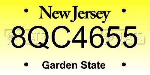 8QC4655 New Jersey License Plate