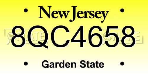 8QC4658 New Jersey License Plate