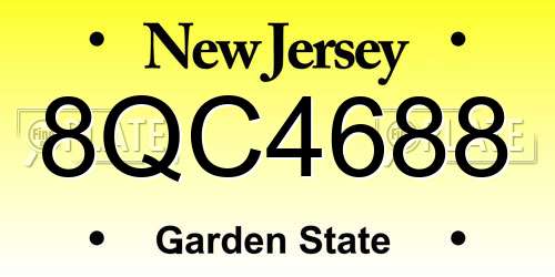 8QC4688 New Jersey License Plate