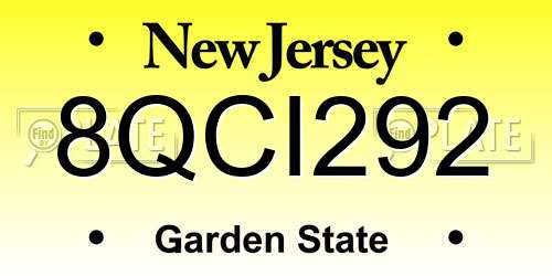8QCI292 New Jersey License Plate