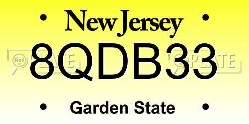 8QDB33 New Jersey License Plate