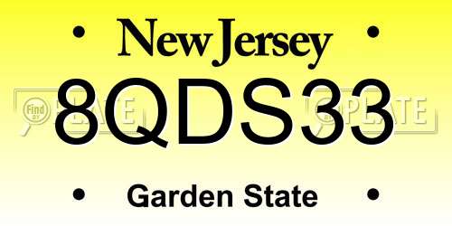 8QDS33 New Jersey License Plate