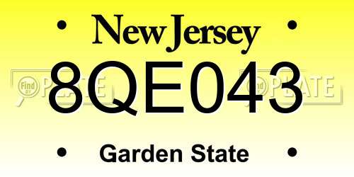 8QE043 New Jersey License Plate