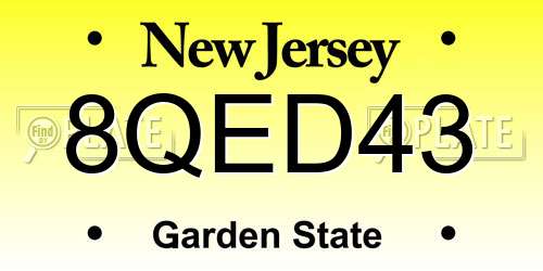 8QED43 New Jersey License Plate
