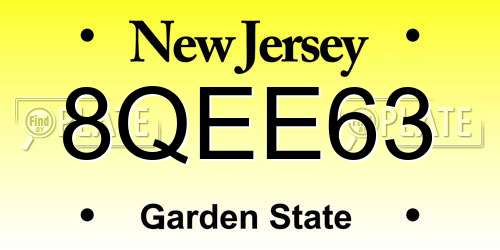 8QEE63 New Jersey License Plate