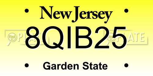 8QIB25 New Jersey License Plate