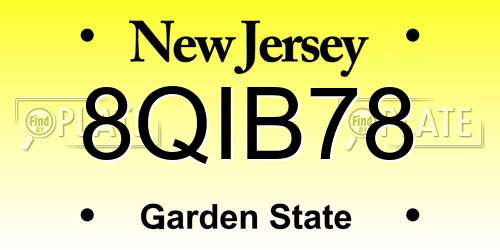 8QIB78 New Jersey License Plate