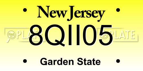 8QII05 New Jersey License Plate