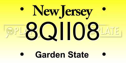 8QII08 New Jersey License Plate