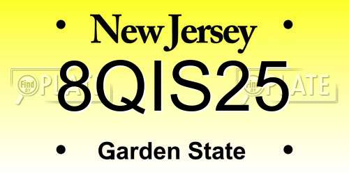 8QIS25 New Jersey License Plate