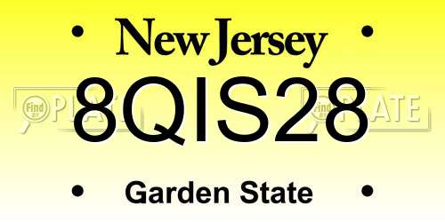 8QIS28 New Jersey License Plate