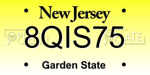 8QIS75 New Jersey License Plate