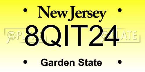 8QIT24 New Jersey License Plate