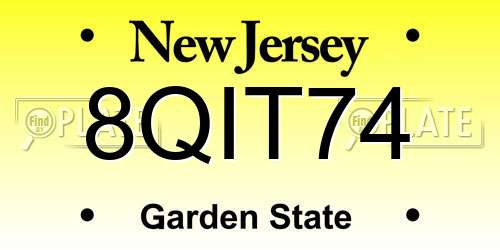 8QIT74 New Jersey License Plate