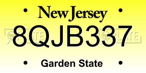 8QJB337 New Jersey License Plate