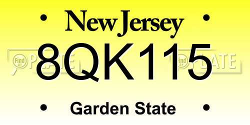 8QK115 New Jersey License Plate