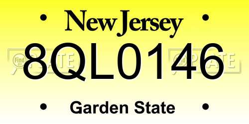 8QL0146 New Jersey License Plate