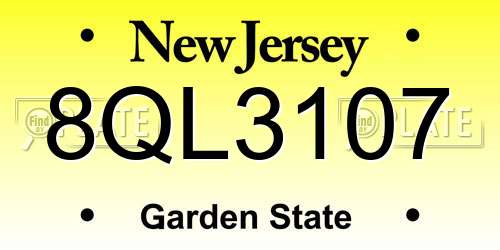 8QL3107 New Jersey License Plate