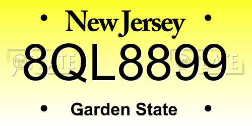8QL8899 New Jersey License Plate