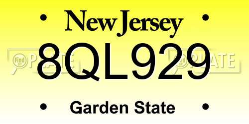 8QL929 New Jersey License Plate