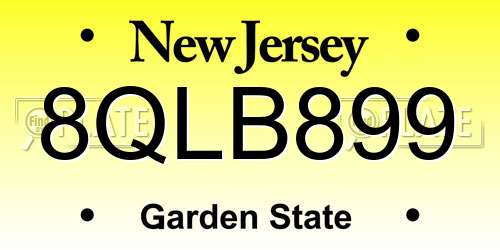 8QLB899 New Jersey License Plate