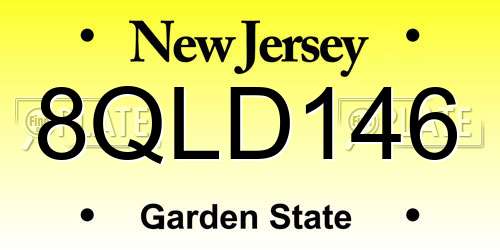 8QLD146 New Jersey License Plate