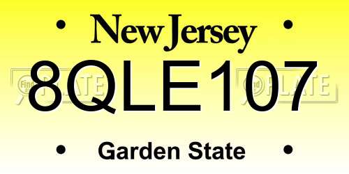 8QLE107 New Jersey License Plate