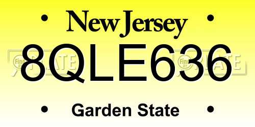 8QLE636 New Jersey License Plate