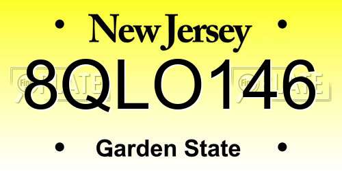 8QLO146 New Jersey License Plate