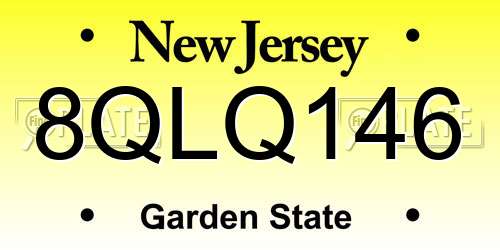 8QLQ146 New Jersey License Plate
