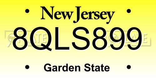 8QLS899 New Jersey License Plate